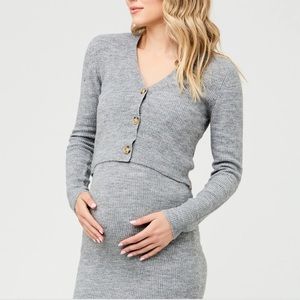 New Ripe Maternity, Trixie Crop Cardigan in Charcoal Marle size small gray